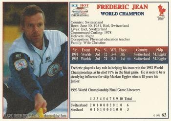 1993 Ice Hot International #63 Frederic Jean Back